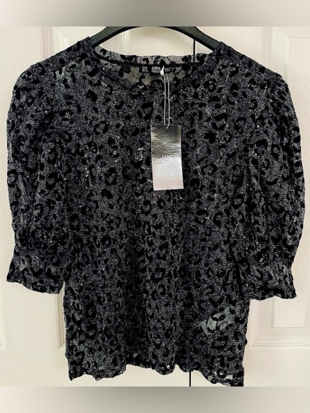 NWT Zara black sheer top size S